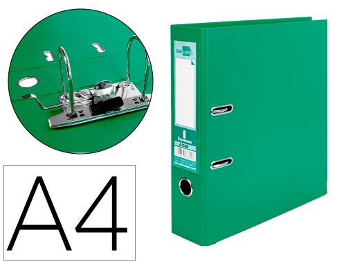 Pasta de arquivo de alavanca liderpapel documenta pvc din a4 lombada 75 mm verde , Liderpapel , 32058 , 8423473320581